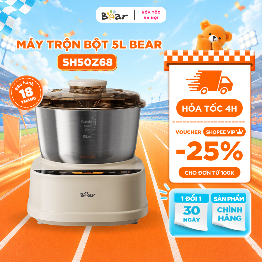 [HN-Hỏa Tốc] Máy Trộn Bột BEAR 5L Inox 304 Nhào Bột Nhồi Bột Làm Bánh Chống Dính SM-5H50Z68