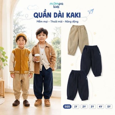 Quần dài cho bé Mompa 1-5 tuổi vải Kaki mềm mại cạp chun co giãn thoáng khí MP 0558