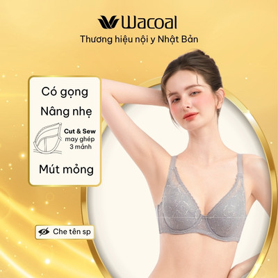 Áo ngực nữ Wacoal ILB4098 không mút nâng ngực nhẹ có gọng chống tuột, Áo lót ren Bigsize dây đeo điều chỉnh - LB4098