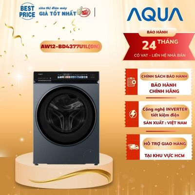 AW12-BD4377U1L(GN) Máy giặt Aqua 12kg – AI Inverter, giặt hơi nước, bảng điều khiển Color AI