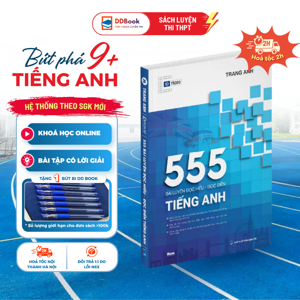 [BẢN 2026] Sách Tiếng Anh 555 Bài Đọc Hiểu Đọc Điền Cô Trang Anh Ôn Thi ĐGNL, Tốt Nghiệp THPT Quốc G