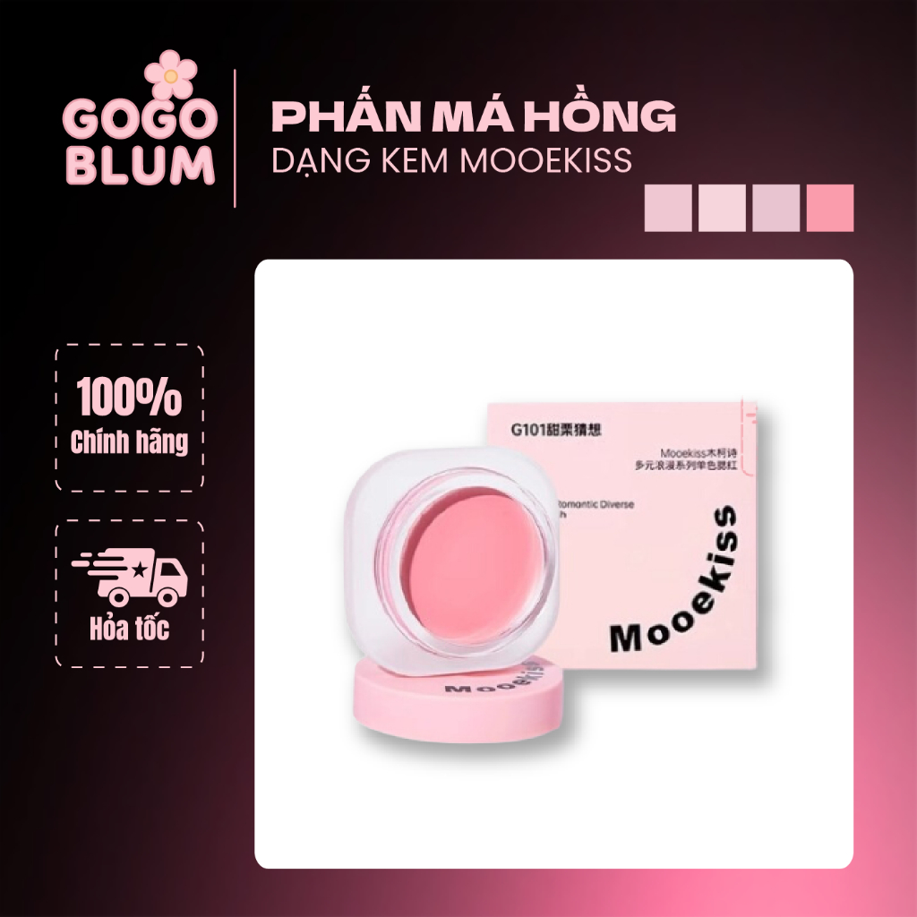 Má Hồng Kem Mooekiss Má Hồng Đơn Sắc Dạng Kem Romantic Diverse Colors GOGO BLUM Blush 5g