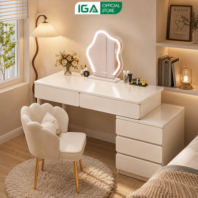 Bàn trang điểm IGA thông minh xoay 180 độ gỗ MDF cao cấp decor phòng hiện đại sang trọng - Gm142