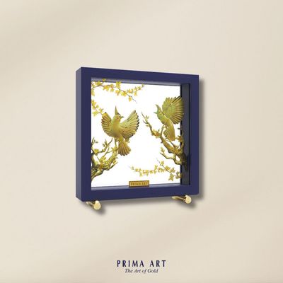 Tranh treo tường Mỹ Nghệ Phủ Vàng 24K PRIMA ART Xuyên Thấu - Khung màu Blue - 20x20cm- VCG-0099-01