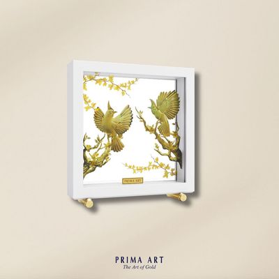 Tranh treo tường Mỹ Nghệ Phủ Vàng 24K PRIMA ART Xuyên Thấu - Khung trắng - 20x20cm- VCG-0099-03