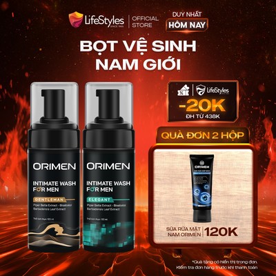 Dung dịch vệ sinh nam giới Orimen sạch khuẩn ngăn ngừa viêm ngứa dịu nhẹ khử mùi hương lịch lãm 120ml