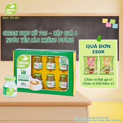 Hộp quà 6 Hũ Nước Yến Sào Không Đường Green Bird Dễ Uống - Hũ 72g