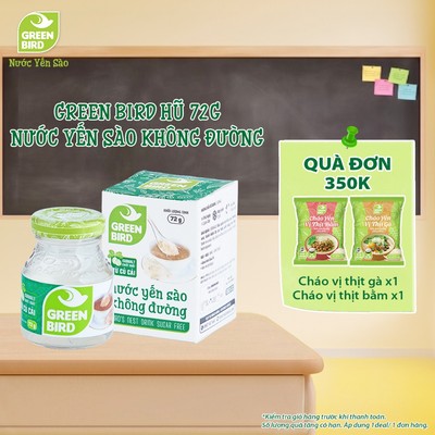 Nước Yến Sào Không Đường Green Bird Dinh Dưỡng Lành Mạnh - Hũ Đơn 72g