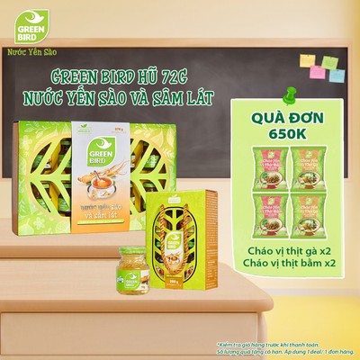 Nước Yến Sào Và Sâm Lát Green Bird Hỗ Trợ Sức Khỏe - Hũ 72g