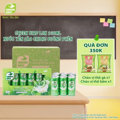 Nước Yến Sào Chưng Đường Phèn Green Bird Bổ Dưỡng Nguyên Chất - Lon 240ml