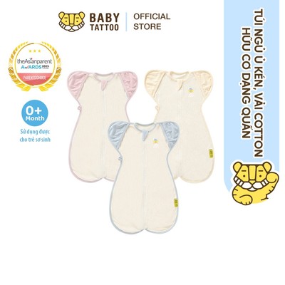 BABY TATTOO Túi Ngủ, Nhộng Chũn, Ủ Kén Vải Cotton Hữu Cơ Dạng Quấn Cho Bé Sơ Sinh Từ 0-9 Tháng Tuổi