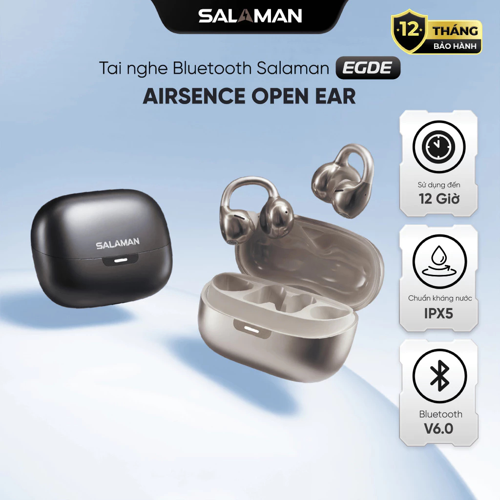 Tai Nghe Bluetooth Salaman Edge AirSence Open Ear Đàm Thoại Rõ, Tai Nghe Không Dây ENC AI