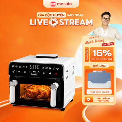 12L MASUTO MSPRIMEAIR-AI - Nồi Chiên Không Dầu Cao Cấp - Dung Tích Cực Đại - Không Cần Lật – Chín Đều 2 Mặt  2 Tầng Đốt
