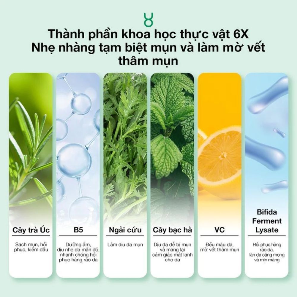 Ảnh 4 của Mặt Nạ FOCALSKIN Tràm trà Úc B5 Ngải Cứu Bạc Hà Hỗ Trợ Giảm Mụn 25ml