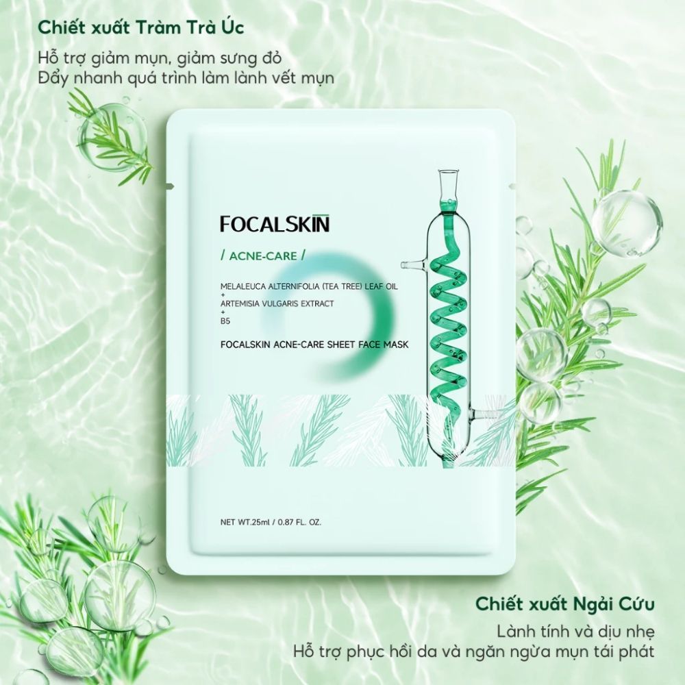 Ảnh 2 của Mặt Nạ FOCALSKIN Tràm trà Úc B5 Ngải Cứu Bạc Hà Hỗ Trợ Giảm Mụn 25ml