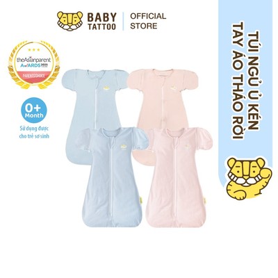 BABY TATTOO Túi Ngủ, Nhộng Chũn, Ủ Kén Thiết Kế Tay Áo Tháo Rời Thay Đổi Kiểu Cho Bé Từ 0-2 Tuổi