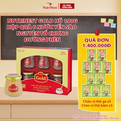 Hộp Quà 6 Hũ Nước Yến Chưng Nguyên Tổ GOLD Bird NutriNest Phục Hồi Sức Khỏe - Hũ 190g