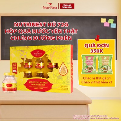 Hộp Quà 6 Hũ Yến Chưng Đường Phèn Nguyên Chất NUTRINEST Hữu Cơ Tự Nhiên - Hũ 72g [Bao bì mới]