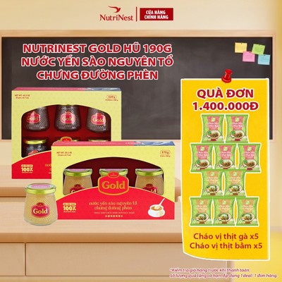 Nước Yến Sào Nguyên Tổ Chưng Đường Phèn GOLD Bird NutriNest Biếu Tặng Sang Trọng - Hũ 190g