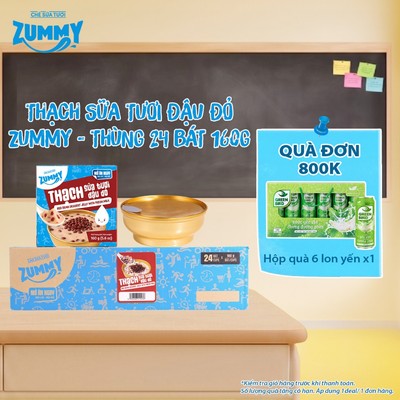 Thùng 24 Bát Thạch Sữa Tươi Đậu Đỏ Zummy - Bát 160g