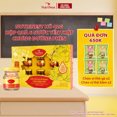 Hộp Quà 6 Hũ Nước Yến Chưng Đường Phèn Nguyên Chất NUTRINEST Bồi Bổ Sức Khỏe - Hũ 42g