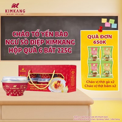 Hộp Quà 6 Bát Cháo Tổ Yến Bào Ngư Sò Điệp KimKang Bổ Dưỡng Thượng Hạng - Bát 255g