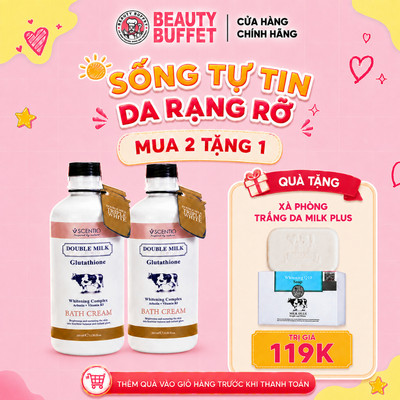 [TIẾT KIỆM HƠN] Combo 2 Kem tắm sáng da Scentio Double Milk Triple Bright Bath Cream 350ml/chai