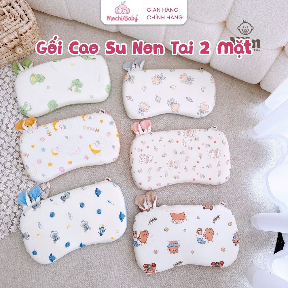 Gối Cao Su Non Tai 2 Mặt Win Xô Muslin Cho Bé – Gối Chống Bẹp Đầu, Thoáng Khí, Êm Mềm Cho Trẻ Sơ Sin