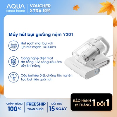 Máy hút bụi giường nệm Aqua Y201 14,000Pa hút tóc, hạt, bụi mịn, có tia UV, sóng siêu âm diệt khuẩn