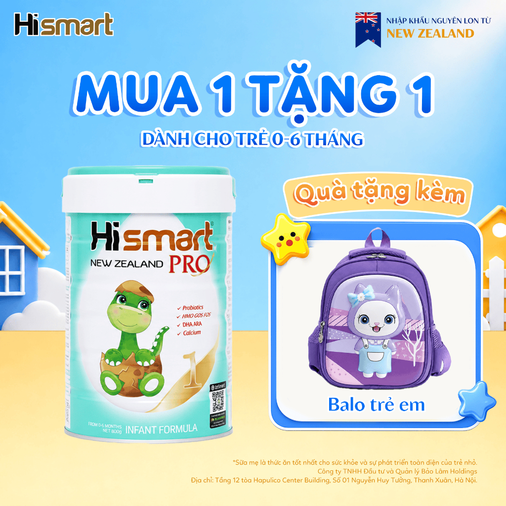 Sữa Công Thức Cho Bé Hismart Pro Số 1,2,3,4 Chính Hãng Lon 800g Chứa HMO, Probiotic