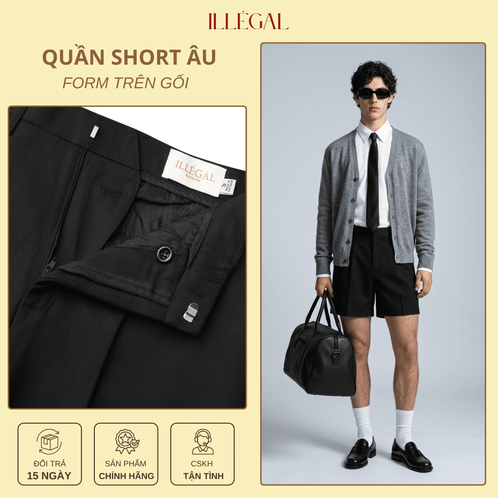 Quần Short Nam Ống Rộng Trên Gối ILLÉGAL - Dày Dặn Form Baggy Hot Trend 2025 - HIGH RISE BAGGY SHORT