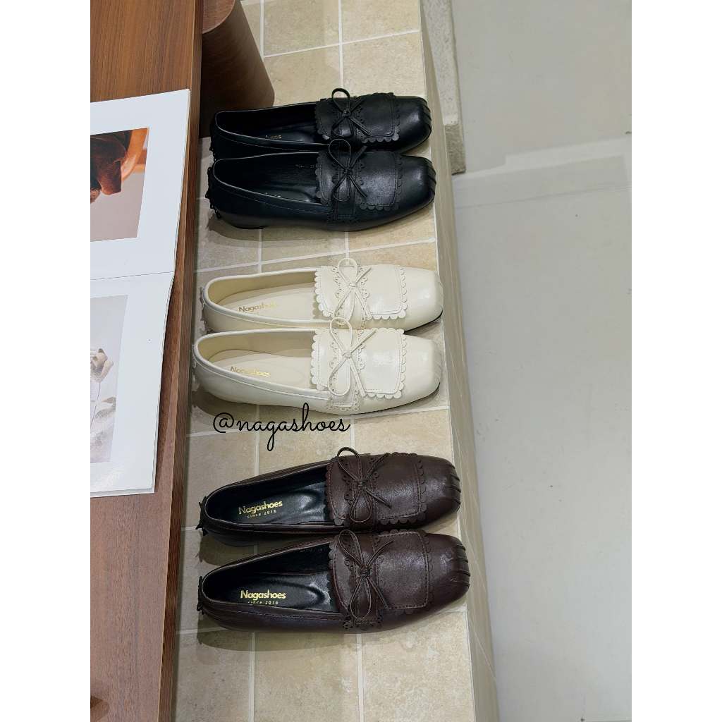 GIÀY BÚP BÊ NAGASHOES DÁNG GIÀY MỌI ĐÍNH NƠ NAB152