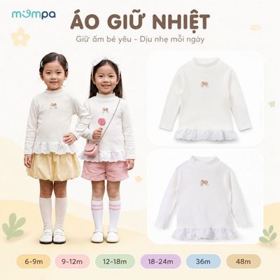 Áo giữ nhiệt cho bé Mompa 6 tháng - 4 tuổi vải Rayon mềm mịn thấm hút co giãn ấm áp MP 0588
