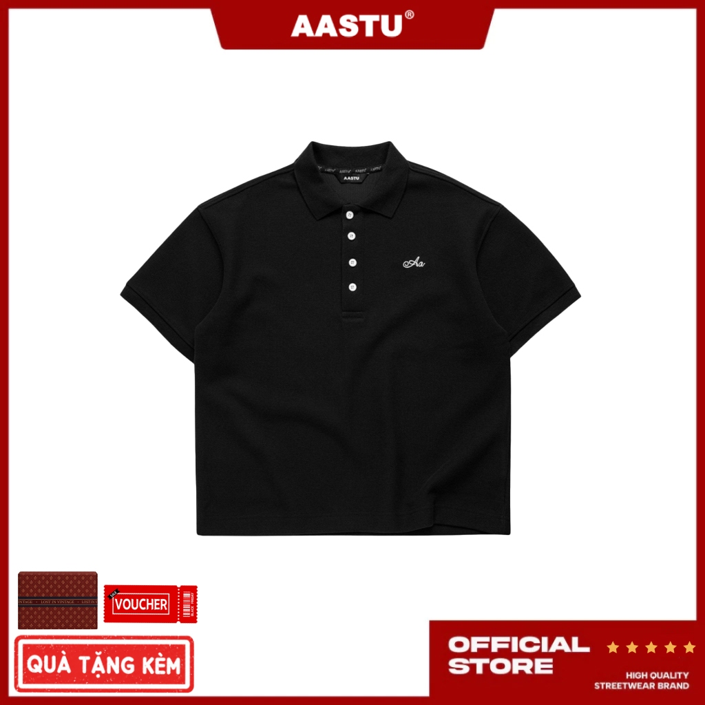 AASTU - Áo Thun Tay Ngắn AA Garment Polo Form Vải Cotton 100% Boxy Local Brand Unisex / BLACK