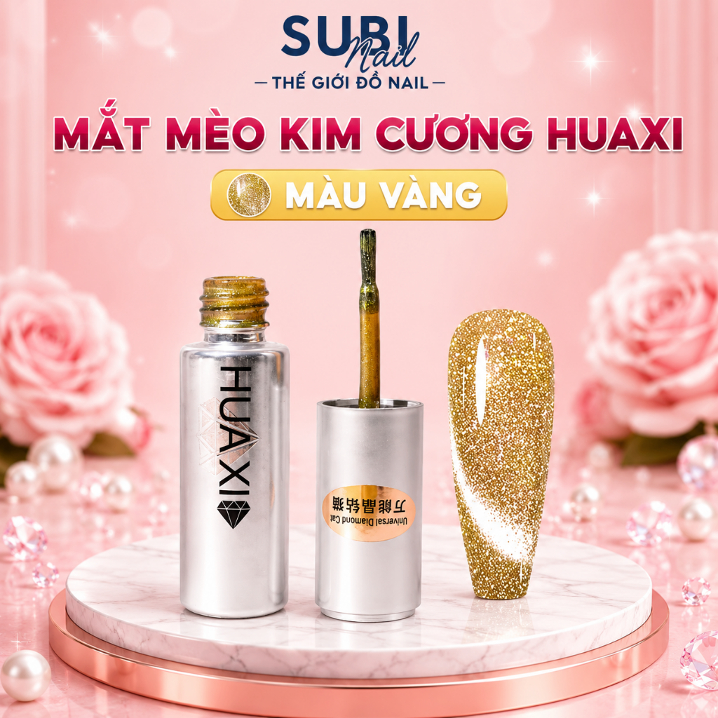 Sơn mắt mèo kim cương Huaxi 9D màu vàng - Mắt mèo kim cương vàng Huaxi chính hãng