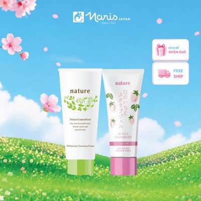 Bộ sản phẩm làm sạch và tẩy da chết Naris Nature Whitening