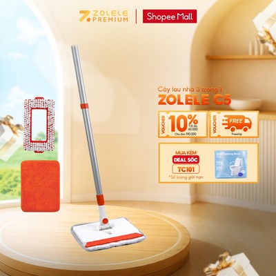 Cây lau nhà đa năng 3 trong 1 C5 Zolele vừa lau nhà vừa chà rửa sàn làm sạch mọi ngóc ngách