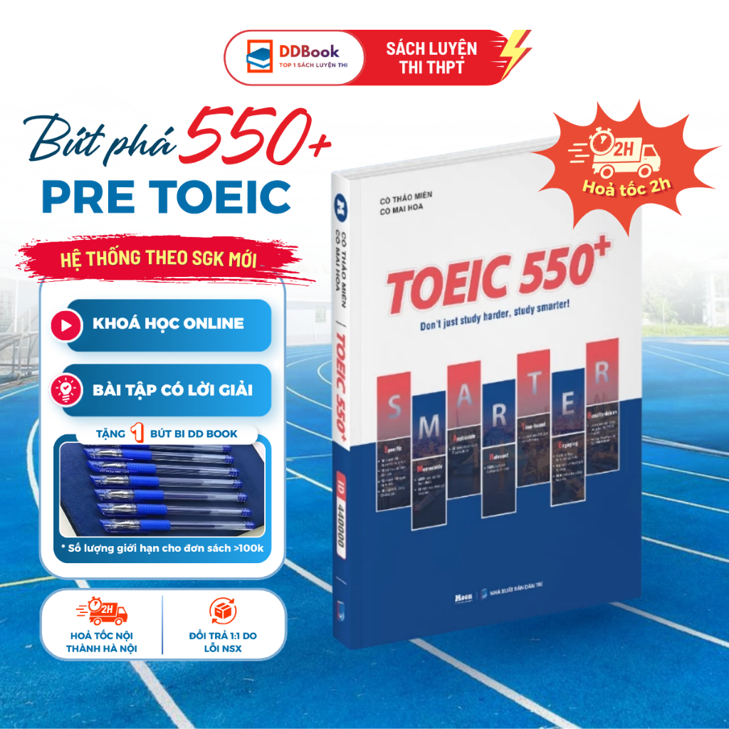 Sách Ôn TOEIC 550+ 2 Kỹ Năng Reading Listening Kèm Khoá Học Online Chinh Phục Chứng Chỉ Toeic DD BOO