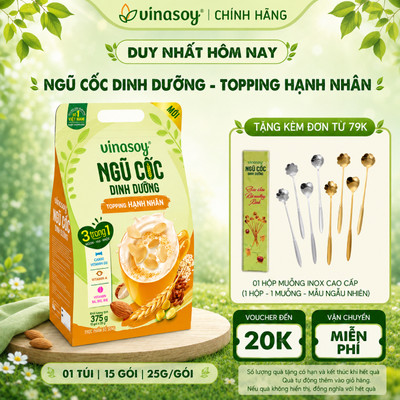 Túi ngũ cốc dinh dưỡng Vinasoy - Topping Hạnh Nhân (15 gói x 25g)