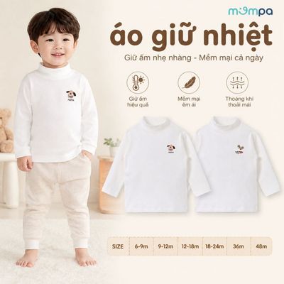 Áo giữ nhiệt cho bé Mompa 6 tháng - 4 tuổi vải Rayon mềm mịn thấm hút co giãn ấm áp MP 0589
