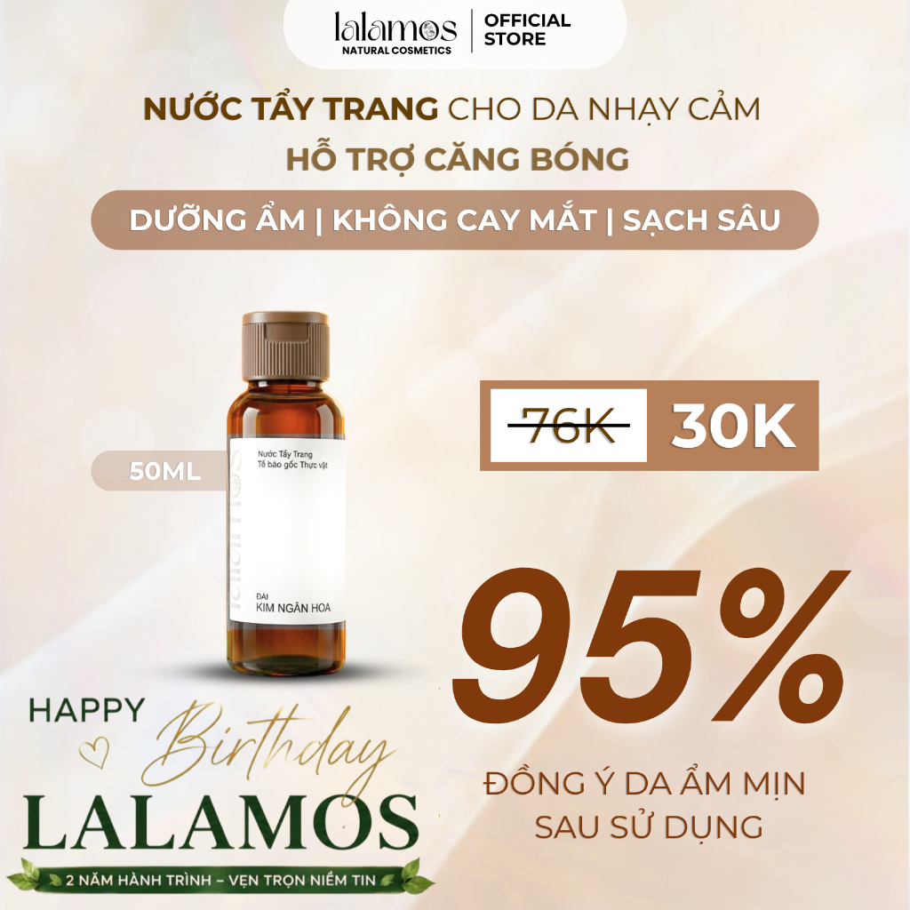 Nước Tẩy Trang Lalamos Đài Kim Ngân Hoa Sạch Sâu Mini Size - 50ml