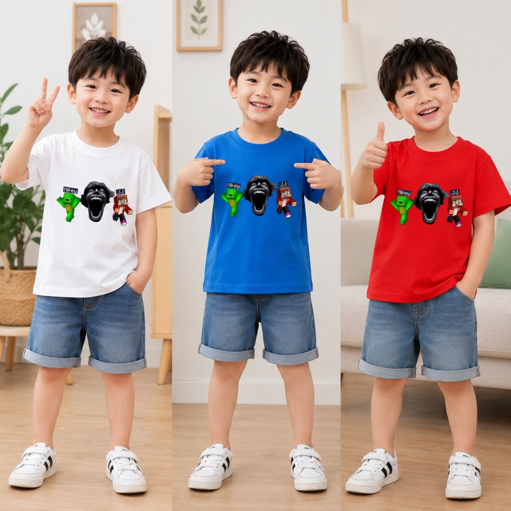 Áo thun trẻ em In Hình JJ MIKEY 67 KID ROBLOX, Áo thun cho bé Chất thun poly thái mềm min co giãn SS