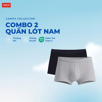 Combo 2 quần lót đùi nam CANIFA dáng boxer brief chất liệu co giãn mềm mịn mát 8US26A008