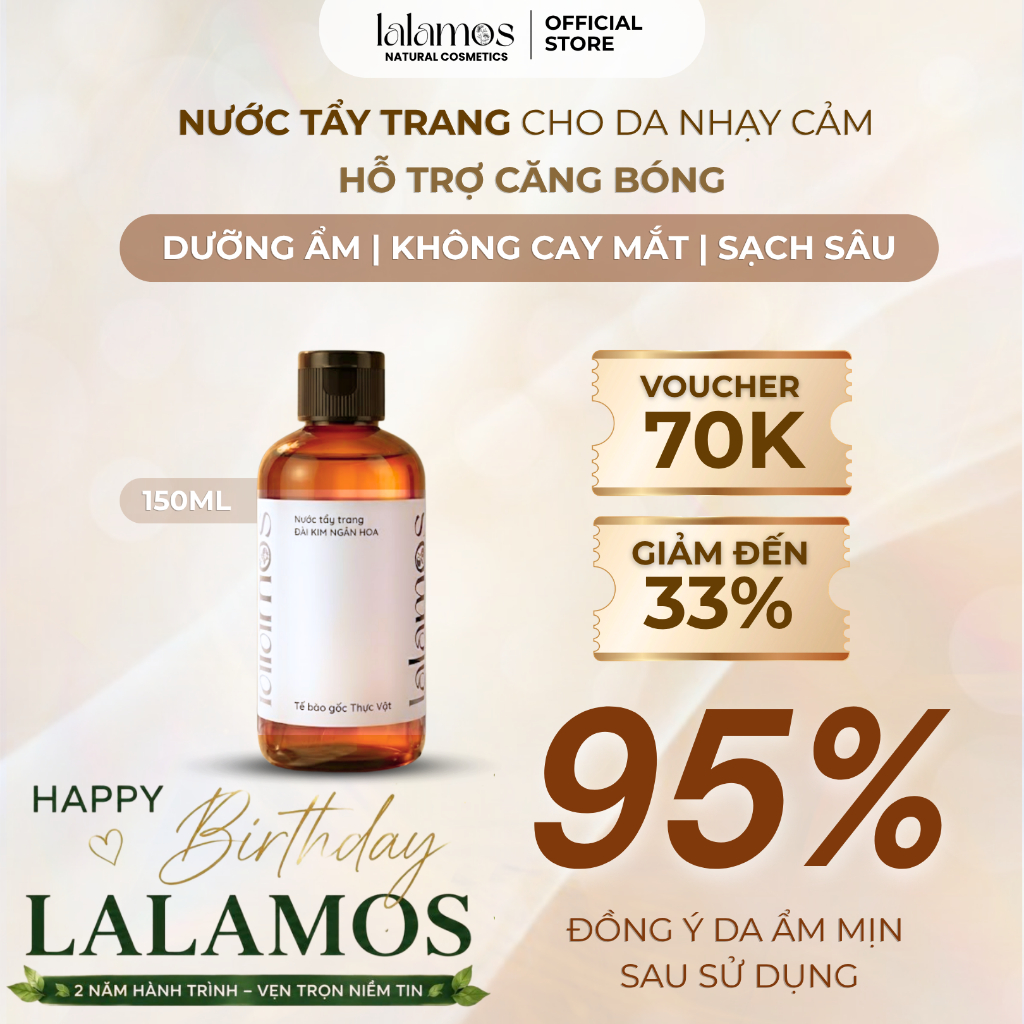 Nước Tẩy Trang Kim Ngân Hoa LALAMOS Sạch Sâu Dịu Nhẹ 150ml