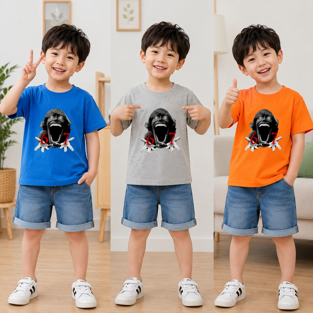 Áo thun trẻ em In Hình JJ MIKEY 67 KID ROBLOX, Áo thun cho bé Chất thun poly thái mềm min co giãn SS