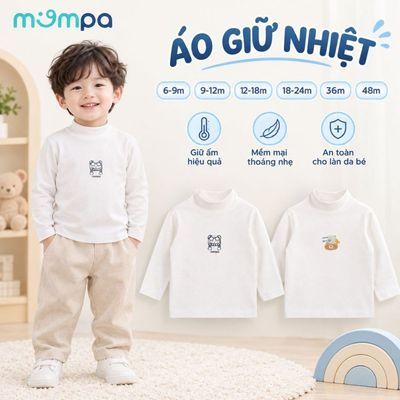 Áo giữ nhiệt cho bé Mompa 6 tháng - 4 tuổi vải Rayon mềm mịn thấm hút co giãn ấm áp MP 0591