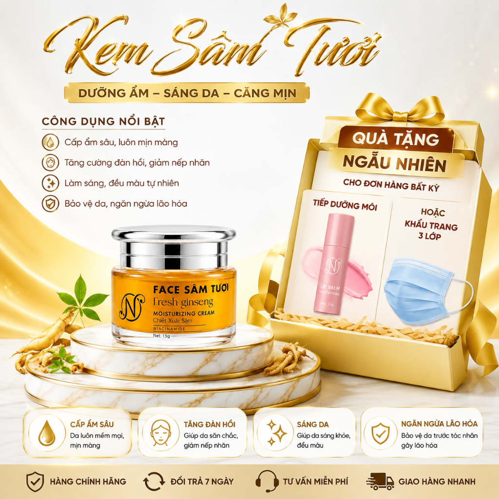 Face Sâm Tươi Fresh Ginseng Moisturizing Cream, kem sâm tươi, kem dưỡng da mặt
