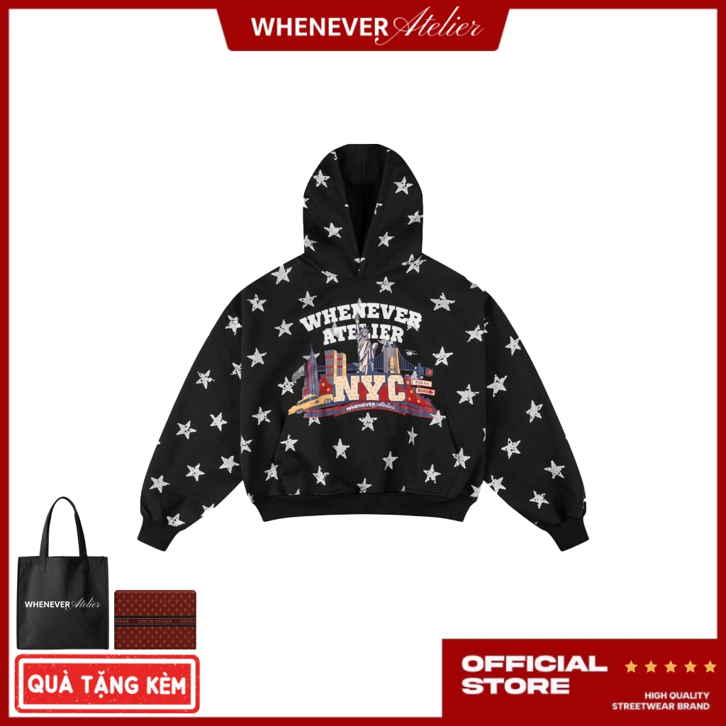Whenever- Áo Hoodie WHENEVER Star Boy Form Boxy Local Brand Unisex /Black