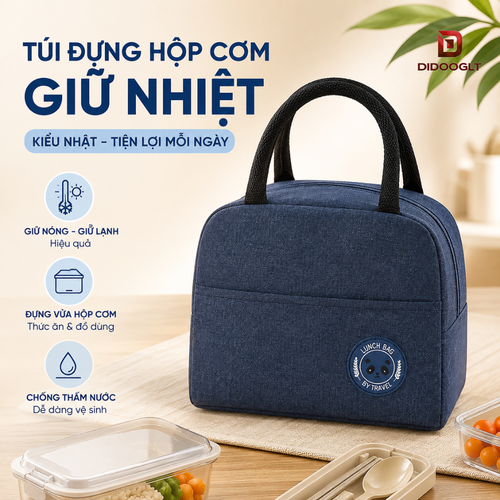Túi Đựng Hộp Cơm Giữ Nhiệt Cao Cấp Túi Cơm 3 Lớp Đựng Hộp Cơm Trưa Văn Phòng Sinh Viên Didooglt