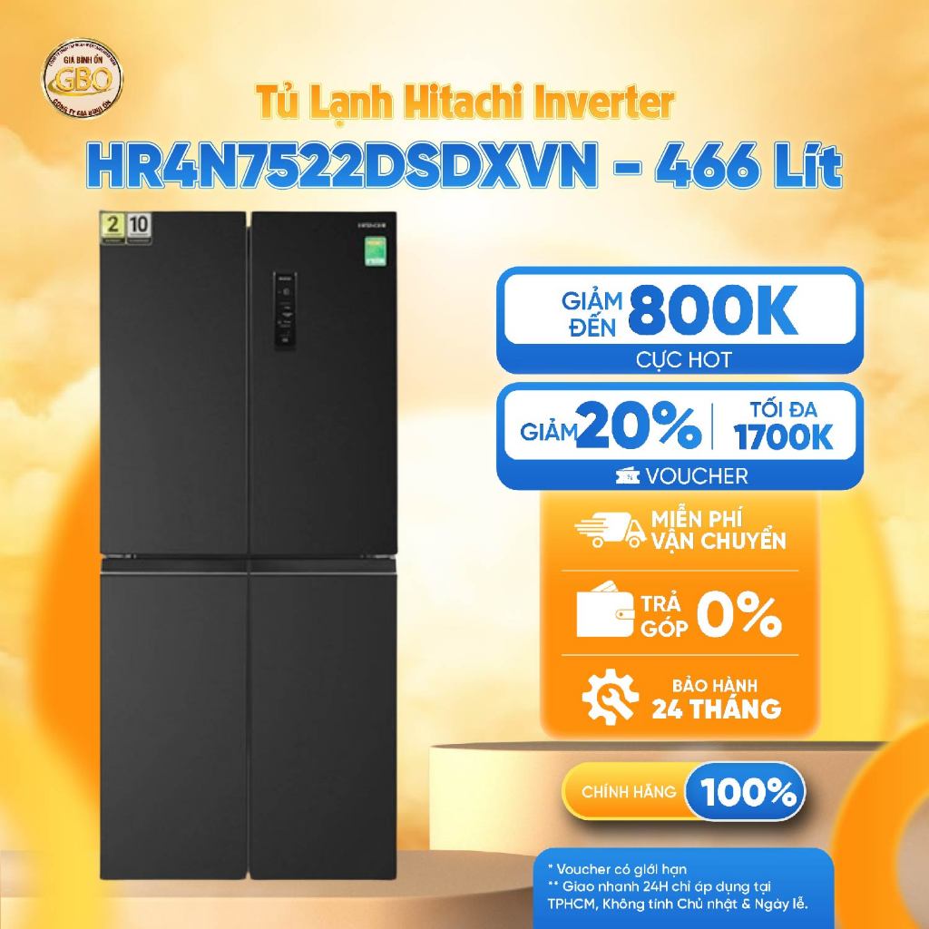 HR4N7522DSDXVN - Tủ Lạnh Hitachi Inverter 466 Lít Multi Door